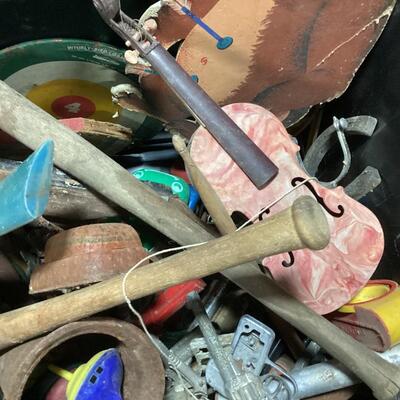 tub of antique toys