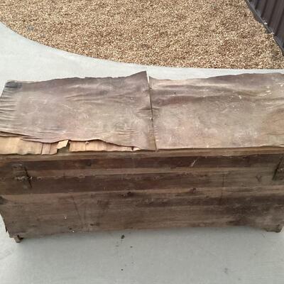 old wooden trunk with shelves