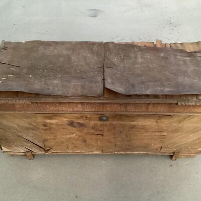 old wooden trunk with shelves