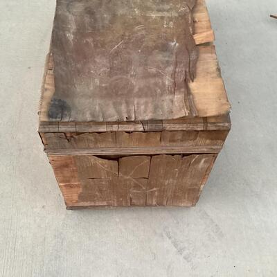 old wooden trunk with shelves