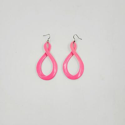 HOT PINK RETRO STYLE DANGLE EARRINGS