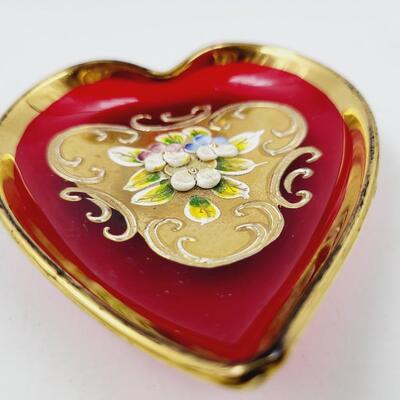 ITALIAN MURANO RUBY GLASS HEART PIECE