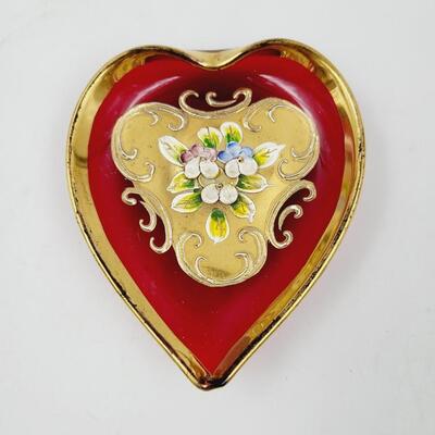 ITALIAN MURANO RUBY GLASS HEART PIECE