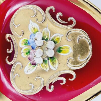 ITALIAN MURANO RUBY GLASS HEART PIECE