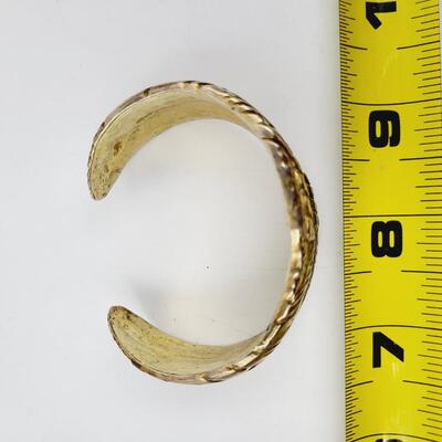 HEAVY GOLD TONED FEATHER CUFF BRACELET