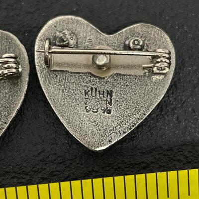 GERMAN KUHN 93% PEWTER HEART PIN BUNDLE