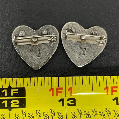 GERMAN KUHN 93% PEWTER HEART PIN BUNDLE