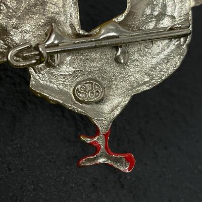 METAL ROOSTER PIN - MARKED â€œSCHâ€