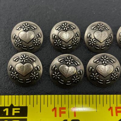 8 HEART BUTTONS - PEWTER?
