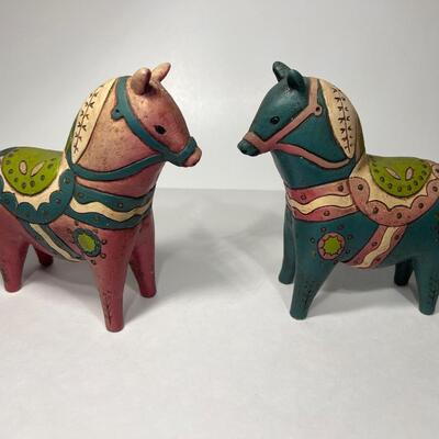 Southwestern Handpainted Wooden Horse Carvings