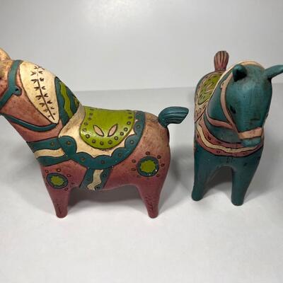 Southwestern Handpainted Wooden Horse Carvings