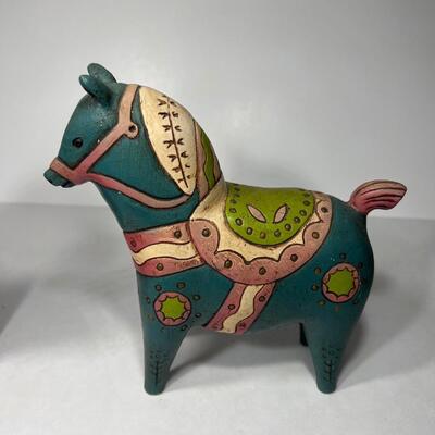 Southwestern Handpainted Wooden Horse Carvings