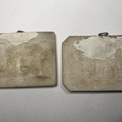 Pair of Antique French Stone Carved Plaques