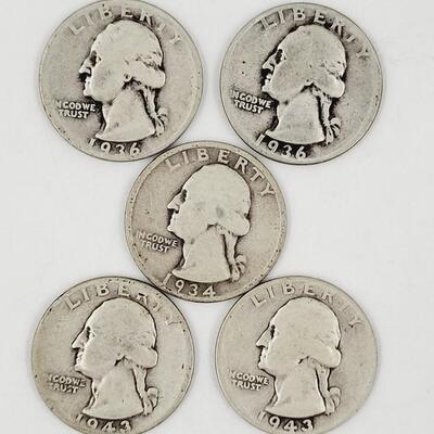 30S & 40S SILVER QUARTERS BUNDLE - 5 PC