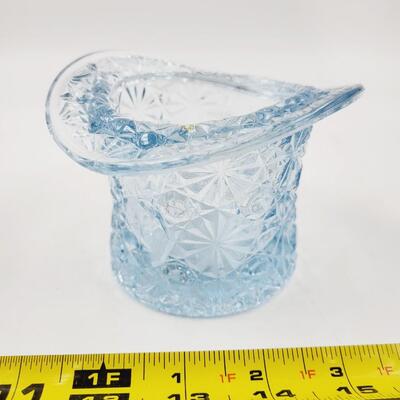 SKY BLUE CUT GLASS TOP HAT