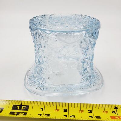 SKY BLUE CUT GLASS TOP HAT