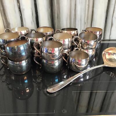 K140 - Silver Punch Cups & Punch Ladle
