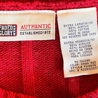FADED GLORY NORDIC STYLE RED SWEATER - SIZE XL