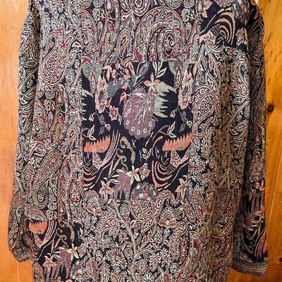 WHITE STAG PATTERNED TAPESTRY JACKET - SIZE XL