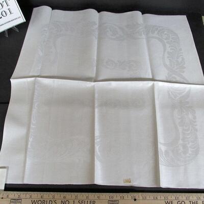 Vintage Cloth Napkins or Place Mats, White on White Lovely Pattern, Set of 11, Czechoslovakia