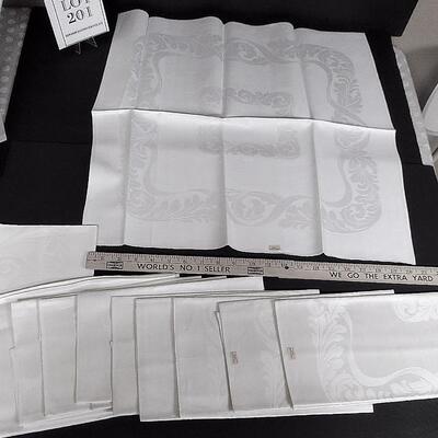 Vintage Cloth Napkins or Place Mats, White on White Lovely Pattern, Set of 11, Czechoslovakia