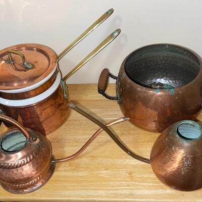 Large Lot Vintage Copper Pots and Pans