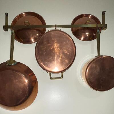 Large Lot Vintage Copper Pots and Pans
