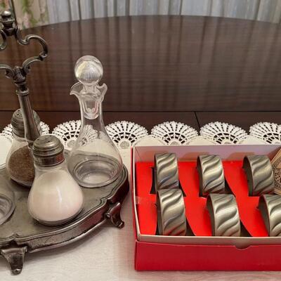 Pewter Napkin Rings and Serving Set