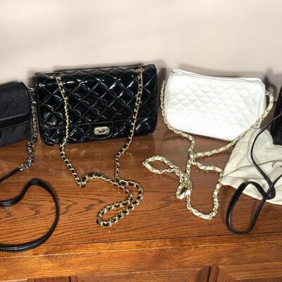 Four Petit Dressy Bags + Handbag Holder