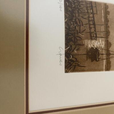 Series of Three Boating Lithographs Signed