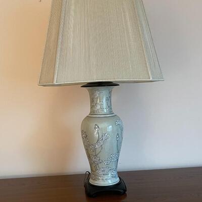 Tall Ceramic Lamp with Floral Design