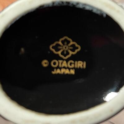 Five Piece Asian Black Lacquer & Ceramic