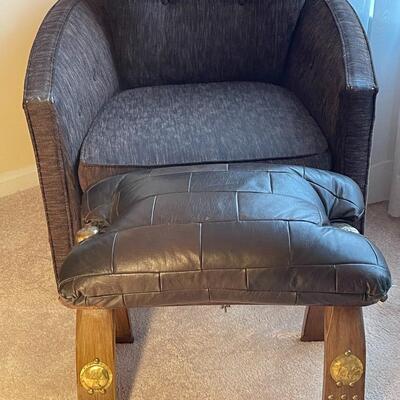Barrel Chair with Camelback Footrest