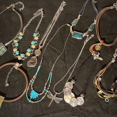 Aqua & Pewter Tones Costume Jewelry 