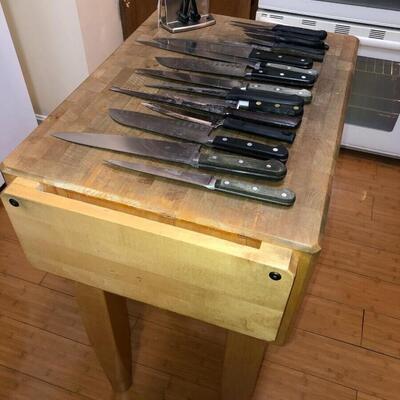 Butcher Block, Knives and Knife Sharpener
