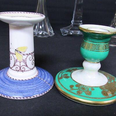 Nice Lot of Vintage Candle Holders, Limoges, Noritake, Wedgwood Sarah's Garden, Clear Glass