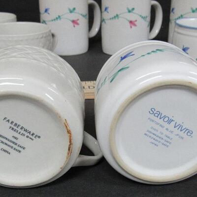 Mugs Lot: Savior Vivre 2 Sizes and Farberware Trellis Small Size