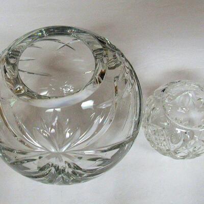 2 Nice Clear Pressed Glass Rose Bowls