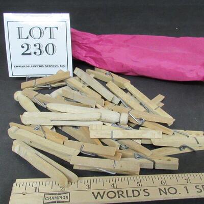 Vintage Clothespins In Pouch