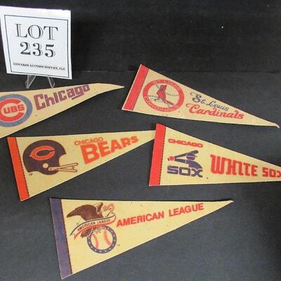 Lot of Vintage Small Sports Pennants