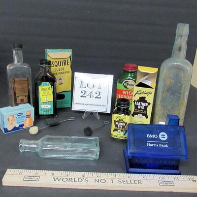 Vintage Advertising Lot, Nice Boxes and Bottles and New BMO Plastic Bank