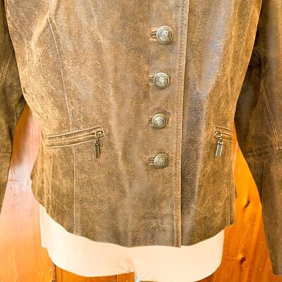 GENUINE BROWN LEATHER JACKET - WOMENâ€™S SIZE XL/UK 20