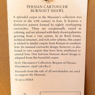 *NEW W/ TAG* PERSIAN CARTOUCHE BURNOUT SHAWL - FROM METROPOLITAN MUSEUM OF ART