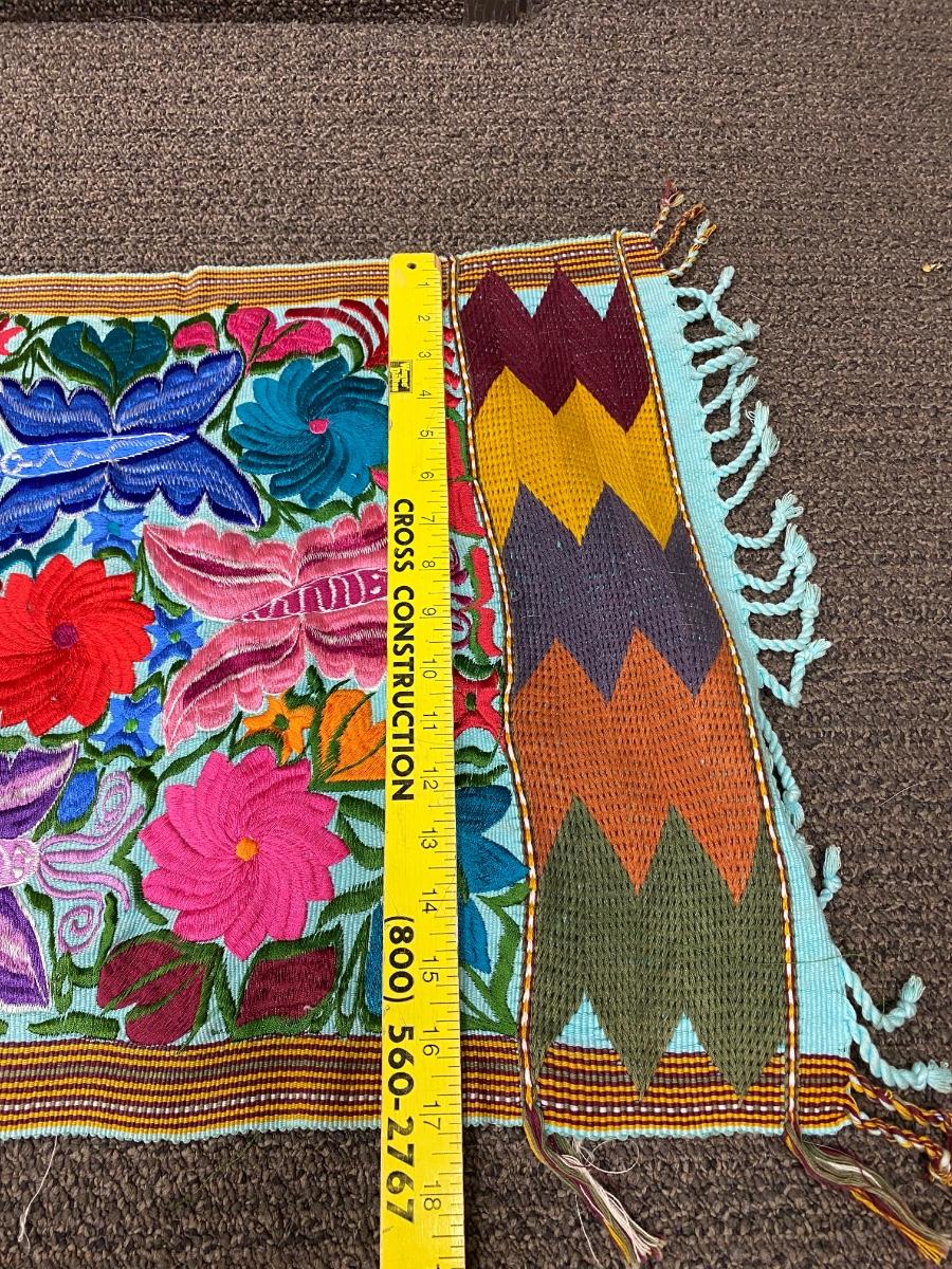 Brightly Colored Flower & Butterfly Embroidered Table Runner 8