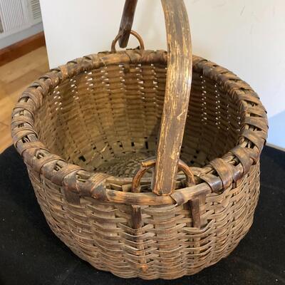 Antique Large New England Large Swing Handle Basket, c.1850