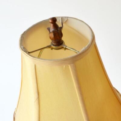 2 Table Lamps with Gold Beaded Shade and Bronze Colored Base