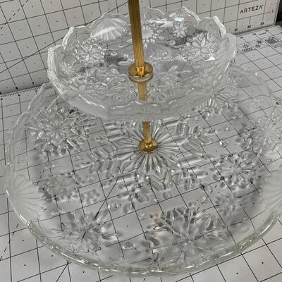 #23 Two Tier Crystal Serving Dish