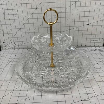 #23 Two Tier Crystal Serving Dish