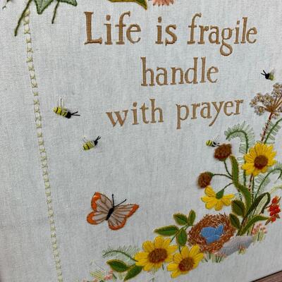 #27 Handle With Prayer Framed Embroidery