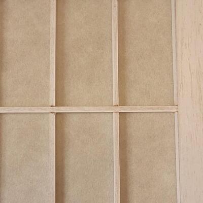 Lot 35: White Wood & Paper Tri-Panel Screen
